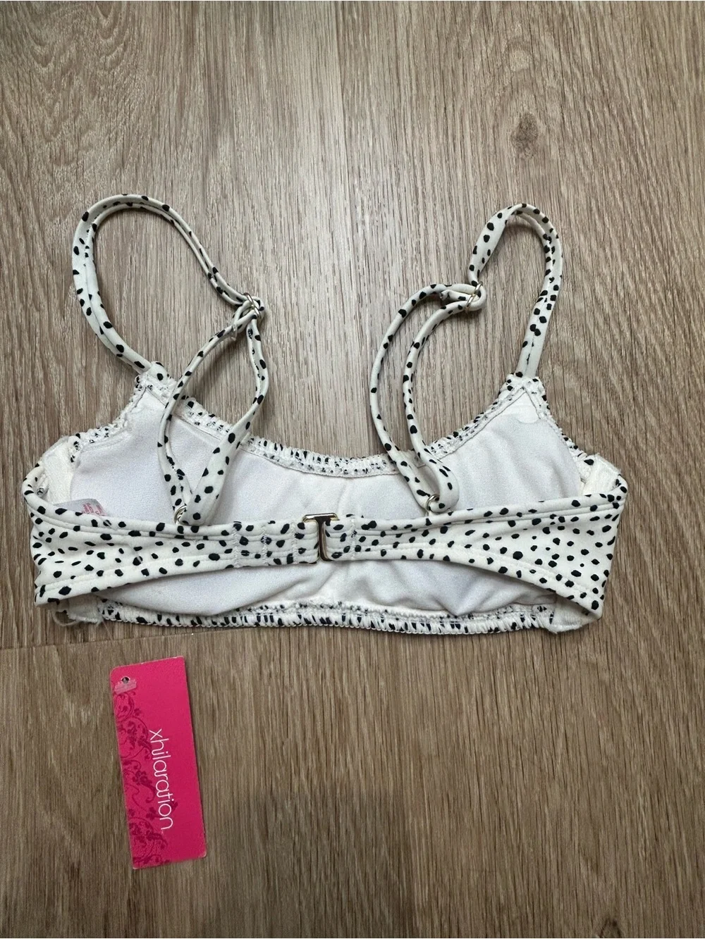 Xhilaration White & Black Smocked Bikini Top